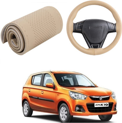 ARNEJA Hand Stiched Steering Cover For Maruti Alto K10(Beige, Leather)