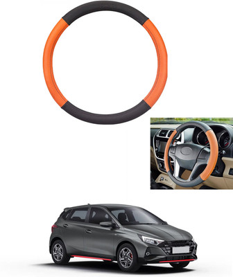 MATIES Steering Cover For Hyundai Universal For Car(Tan/Black, Leather)