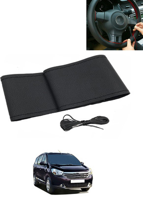 AYW Hand Stiched Steering Cover For Renault Lodgy(Black, Leatherite)