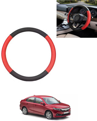 AYW Steering Cover For Honda Amaze(Red/Black, Leatherite)