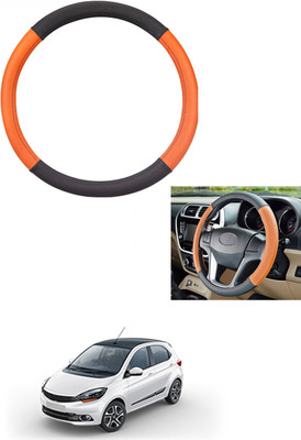 MATIES Steering Cover For Tata Universal For Car(Tan/Black, Leather)
