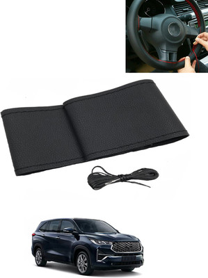 AYW Hand Stiched Steering Cover For Toyota Universal For Car(Black, Leatherite)