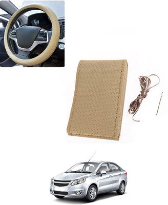 AYW Hand Stiched Steering Cover For Chevrolet Sail(Beige, Leatherite)