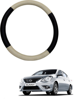 RKPSP Hand Stiched Steering Cover For Universal For Car Sunny(Beige/Brown, Leatherite)
