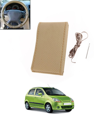 monolive Hand Stiched Steering Cover For Chevrolet Spark(Beige, Leatherite)