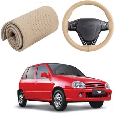 ARNEJA Hand Stiched Steering Cover For Maruti Zen(Beige, Leather)