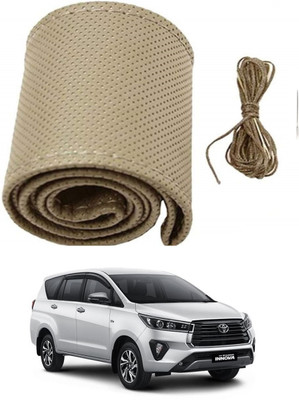 ARNEJA Hand Stiched Steering Cover For Toyota Innova(Beige, Leather)