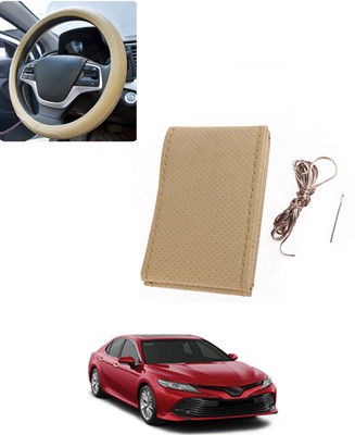 AYW Hand Stiched Steering Cover For Toyota Camry(Beige, Leatherite)