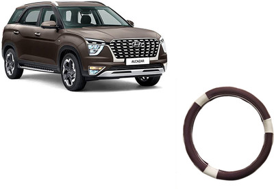HOTRENZ Steering Cover For Hyundai Verna(Steering Cover For Hyundai Alcazar White,Brown, Leatherite)