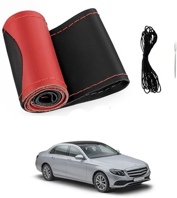 MSNP Hand Stiched Steering Cover For Mercedes Benz E200(Red & Black, Leatherite)