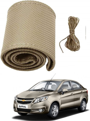 ARNEJA Hand Stiched Steering Cover For Chevrolet Sail(Beige, Leather)