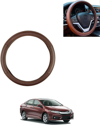 AYW Steering Cover For Honda Universal For Car(Brown, Leatherite)