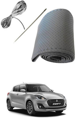 RKPSP Hand Stiched Steering Cover For Universal For Car New Swift(Grey, Leatherite)