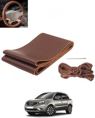 RKPSP Hand Stiched Steering Cover For Renault Koleos(Brown, Leatherite)