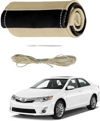 RKPSP Hand Stiched Steering Cover For Universal For Car Camry(Beige/Brown, Leatherite)