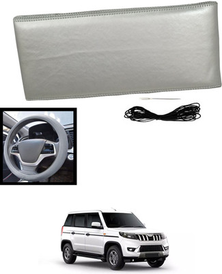 MATIES Hand Stiched Steering Cover For Mahindra Universal For Car(Silver, Leatherite)