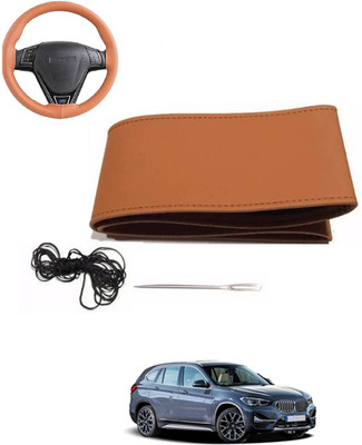 MATIES Hand Stiched Steering Cover For BMW Universal For Car(Tan, Leatherite)