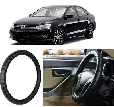 OOLTAH PAHIYA Hand Stiched Steering Cover For Volkswagen Jetta(Black, Leatherite)