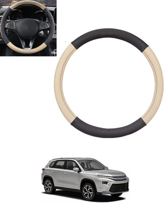 ABJD Steering Cover For Toyota Universal For Car(Beige, Black, Leatherite)