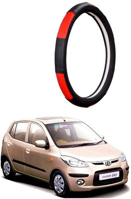 AUTO PEARL Steering Cover For Hyundai i10(Gold Blaze Black and Red, Leatherite)