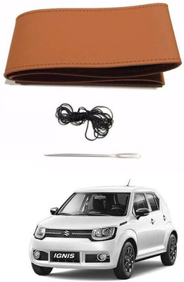 RKPSP Hand Stiched Steering Cover For Universal For Car Elite i20(Tan, Leatherite)