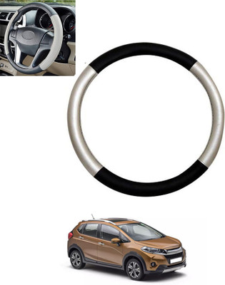 MSNP Steering Cover For Honda Universal For Car(Silver,Black, Leatherite)