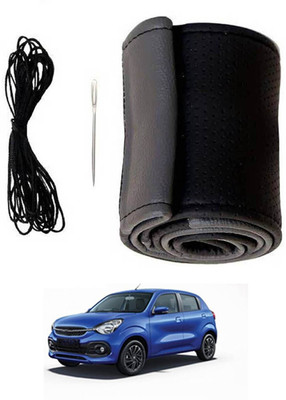 ABJD Hand Stiched Steering Cover For Suzuki Celerio(Grey, Black, Leatherite)
