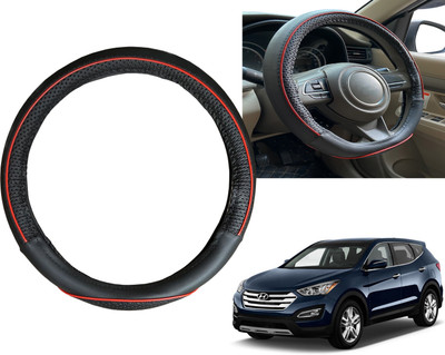 PEEPS STORE Steering Cover For Hyundai SantaFe(Black, Red, Leatherite)
