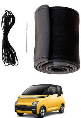 RKPSP Hand Stiched Steering Cover For Universal For Car Universal For Car(Grey, Black, Leatherite)