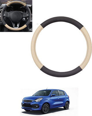 monolive Hand Stiched Steering Cover For Universal For Car Celerio(Beige, Black, Leatherite)