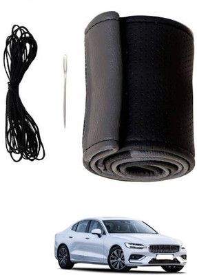 ABJD Hand Stiched Steering Cover For Audi S60(Grey, Black, Leatherite)