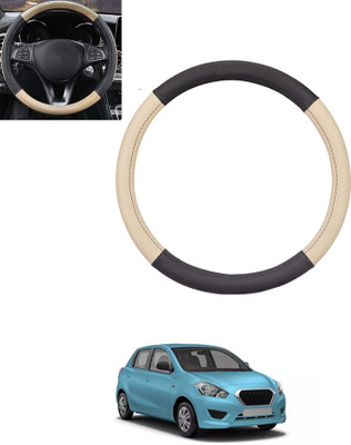 monolive Hand Stiched Steering Cover For Datsun Go(Beige, Black, Leatherite)