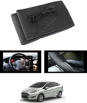 MSNP Hand Stiched Steering Cover For Ford Figo(Black, Leatherite)