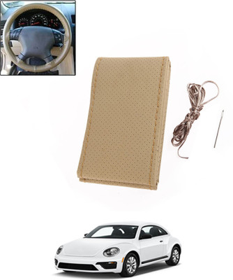 ABJD Hand Stiched Steering Cover For Chevrolet Beetle(Beige, Leatherite)