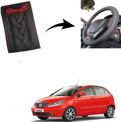 Autoinnovation Hand Stiched Steering Cover For Tata Indica Vista(Black, Leather)