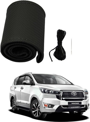 arneja trading company Hand Stiched Steering Cover For Toyota Innova(Black, Leather)