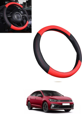 monolive Steering Cover For Volkswagen Universal For Car(Red, Black, Leatherite)