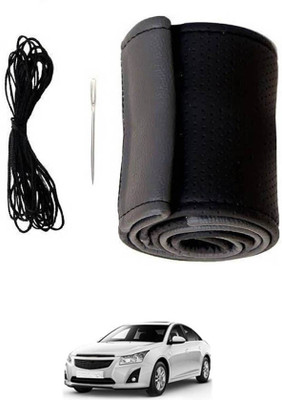 ABJD Hand Stiched Steering Cover For Hyundai Cruze(Grey, Black, Leatherite)