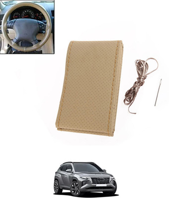 monolive Hand Stiched Steering Cover For Hyundai Tucson(Beige, Leatherite)