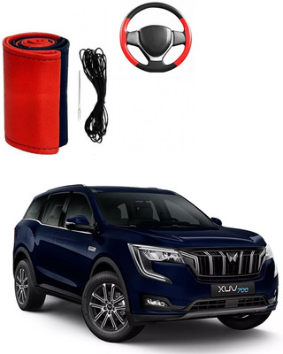 ARNEJA Hand Stiched Steering Cover For Mahindra XUV(Red, Black, Leather)