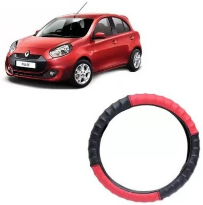 OOLTAH PAHIYA Hand Stiched Steering Cover For Renault Pulse(Red & Black, Leatherite)