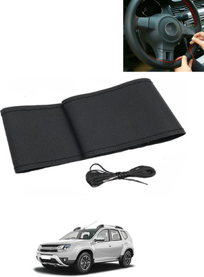 AYW Hand Stiched Steering Cover For Renault Duster(Black, Leatherite)