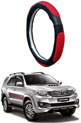 AUTO PEARL Steering Cover For Toyota Fortuner(Black Red, Leatherite)