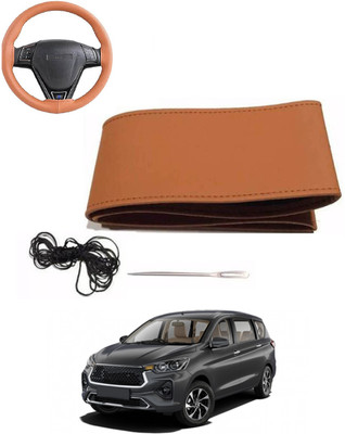 MATIES Hand Stiched Steering Cover For Toyota Universal For Car(Tan, Leatherite)