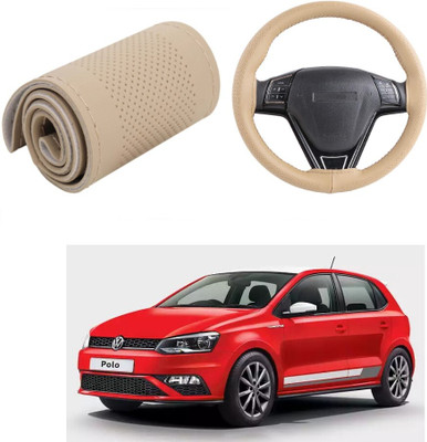 ARNEJA Hand Stiched Steering Cover For Volkswagen Polo Exquisite(Beige, Leather)
