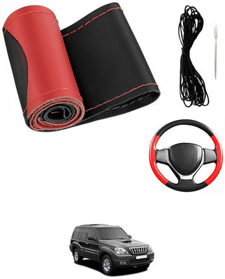 MATIES Hand Stiched Steering Cover For Hyundai Terracan(Red/Black, Leatherite)