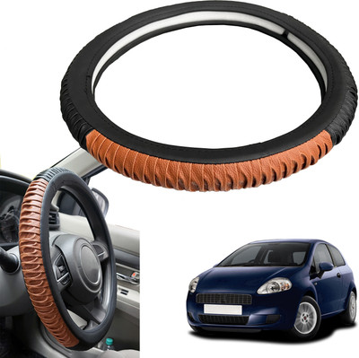 PEEPS STORE Steering Cover For Fiat Grand Punto(Black, Leatherite)