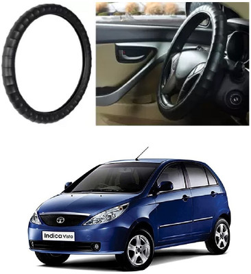 OOLTAH PAHIYA Hand Stiched Steering Cover For Tata Indica Vista(Black, Leatherite)