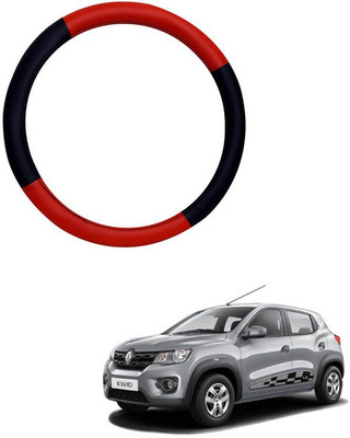 RKPSP Hand Stiched Steering Cover For Universal For Car Kwid(Red/Black, Leatherite)