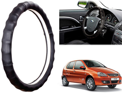 OOLTAH PAHIYA Hand Stiched Steering Cover For Tata NA(Black, Leatherite)